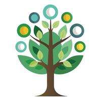 Lunar tree design showcasing the moon's cycle phases creatively arranged as the canopy vector