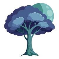Dark tree artwork with a moonlight shadow silhouette canopy under the moon vector