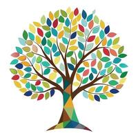 Creative tree design with a mosaic pattern for the leaves using various colored tile shapes vector