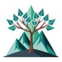 Alpine tree graphic showcasing pointed mountain tops as its distinctive and rocky foliage vector