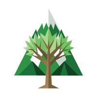 Summit tree artwork featuring towering mountain peaks creatively designed as leaves vector