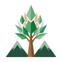 Rocky tree design with stylized mountain peaks composing the sharp and impressive leaf elements vector