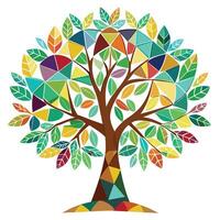 Ornate tree artwork featuring mosaic style tiles creatively arranged as the foliage vector