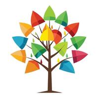 Fun tree design with stylized multicolored umbrellas composing the distinctive leaf elements vector