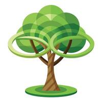 Complex tree graphic showcasing several intersecting rings as its modern and abstract canopy vector