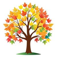 Colorful tree graphic showcasing an arrangement of multicolored autumn leaves on its branches vector