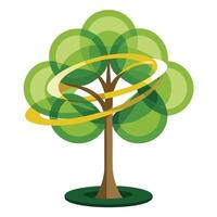 Abstract tree illustration with multiple intersecting rings forming a unique canopy vector