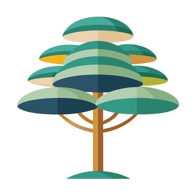 Dimensional tree graphic showcasing multiple layered circular shapes as its unique canopies