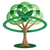 Intricate tree artwork featuring numerous intersecting rings creatively arranged as a canopy vector