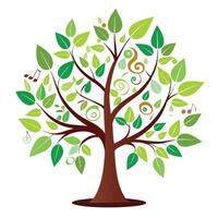 Lively tree graphic showcasing musical symbols as its rhythmic and creative foliage Isolated on a white Background vector