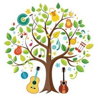 Symphonic tree graphic showcasing musical notes and instruments as its artistic foliage vector