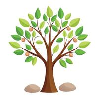Organic Tree design featuring various nature elements in a flat style vector