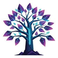 Electric Tree design featuring neon glow leaves designed in a flat style vector