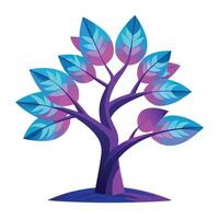 Vibrant Tree artwork with neon glow leaves designed in a flat style vector