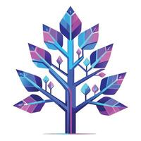 Bright Tree illustration with neon glow leaves created in a flat style vector