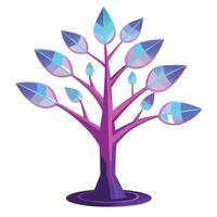 Bright Tree illustration with neon glow leaves designed in a flat style vector