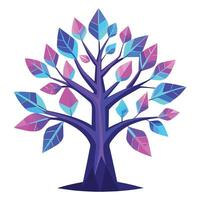Electric Tree design featuring neon glow leaves in a flat style vector