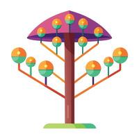 Glowing Tree artwork with a neon light bulb canopy vector