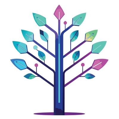 Luminous Tree artwork with neon light tube leaves