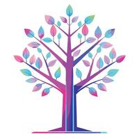 Glowing Tree illustration with neon light-like leaves vector