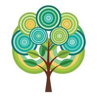 Geometric Tree design featuring nested circles as leaves vector