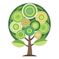 Circular Tree artwork with nested circles forming the leaves vector