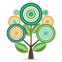 Abstract Tree illustration with nested circles for leaves vector
