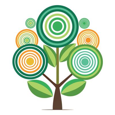 Abstract Tree illustration with nested circles for leaves