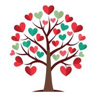 Caring Tree illustration with nested heart shapes as tree foliage vector