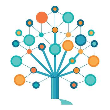 Cyber Tree artwork with network node branches vector
