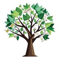 Informative Tree design featuring newspaper clippings as leaves vector