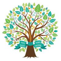 Messaging Tree artwork with notes and letters forming the leaves vector