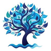 Refreshing tree graphic showcasing stylized ocean swells as its distinctive leaf structure vector