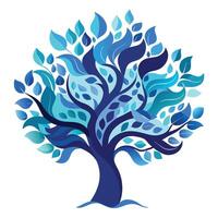 Nautical tree design with fluid ocean waves composing the elegant and calming leaf forms vector