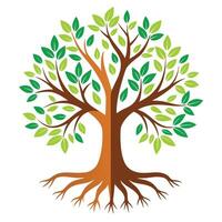 Supportive tree design with stylized open hands composing the strong and grounding root elements vector