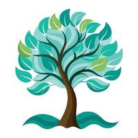 Ocean Tree illustration with ocean wave leaves in a flat style vector
