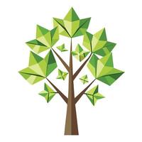 Delicate tree design with stylized origami butterflies composing the unique leaf elements vector
