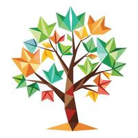 Elaborate tree design with stylized folded paper composing the distinctive leaf elements vector