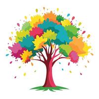Creative tree artwork featuring various paint splatters artistically arranged as a canopy vector