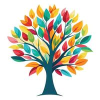 Modern tree design with stylized paintbrush strokes composing the distinctive leaf elements vector