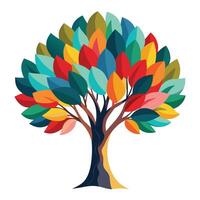 Creative tree graphic showcasing colorful paintbrush strokes as its artistic foliage vector