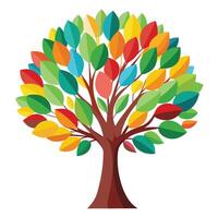 Unique tree artwork featuring various paintbrush strokes artistically arranged as leaves vector