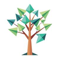 Playful tree design with stylized paper planes composing the distinctive leaf elements vector