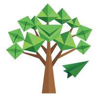 Whimsical tree graphic showcasing paper planes as its creative and soaring foliage vector