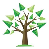 Inventive tree artwork featuring various paper airplanes artistically arranged as leaves vector