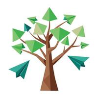 Flight Tree Paper Airplanes Taking Off vector