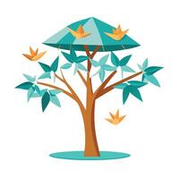 Imaginative Tree Paper Birds in the Canopy vector