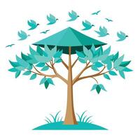 Inspired Tree Paper Birds in the Canopy vector