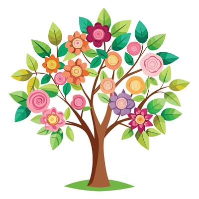 Spring Tree Paper Flowers as Foliage