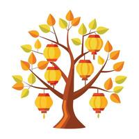 Paper Lantern Tree A Flat Design vector